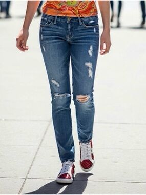 Abercrombie & Fitch Maddy Blue Distressed Skinny Jeans